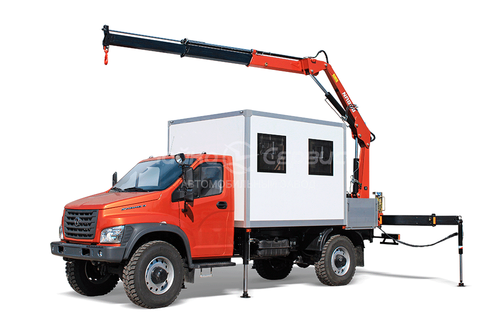 Кран-манипулятор Садко 9 с КМУ Чайка NR808 с фургоном